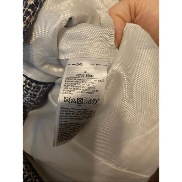 Banana Republic size 4 NWT Blue Sequin Tweed Fringe Peplum Blazer Jacket - Picture 7 of 8